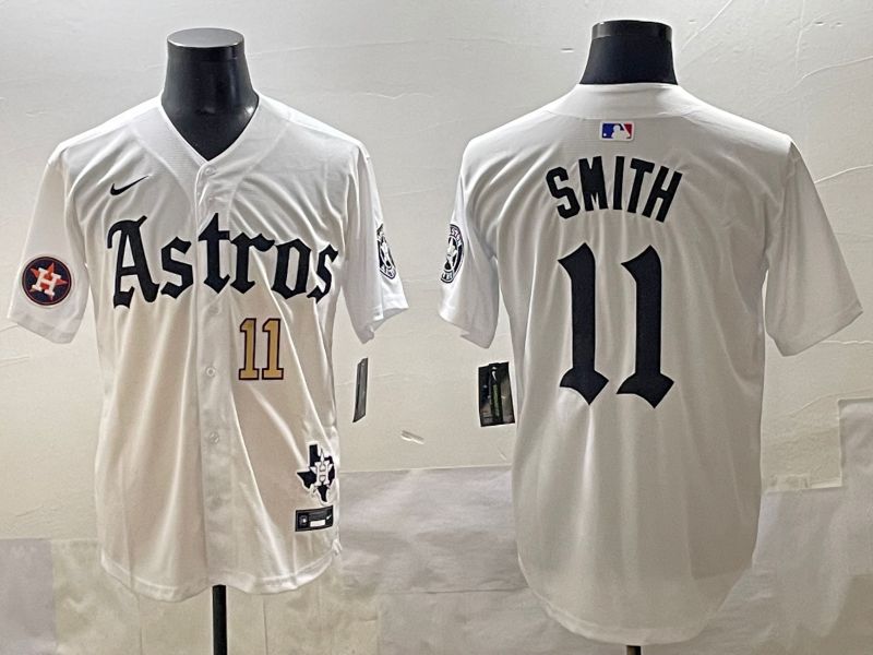 Men 2025 Houston Astros 11 Smith White Five generations Joint Name Nike MLB Jersey style 33